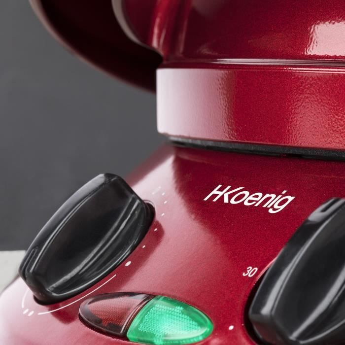Appareil à tarte express HKOENIG - TRT180 - Four à Pizza - Multicuiseur Multifonction - Température jusqu'à 210°C - Rouge - 1800W