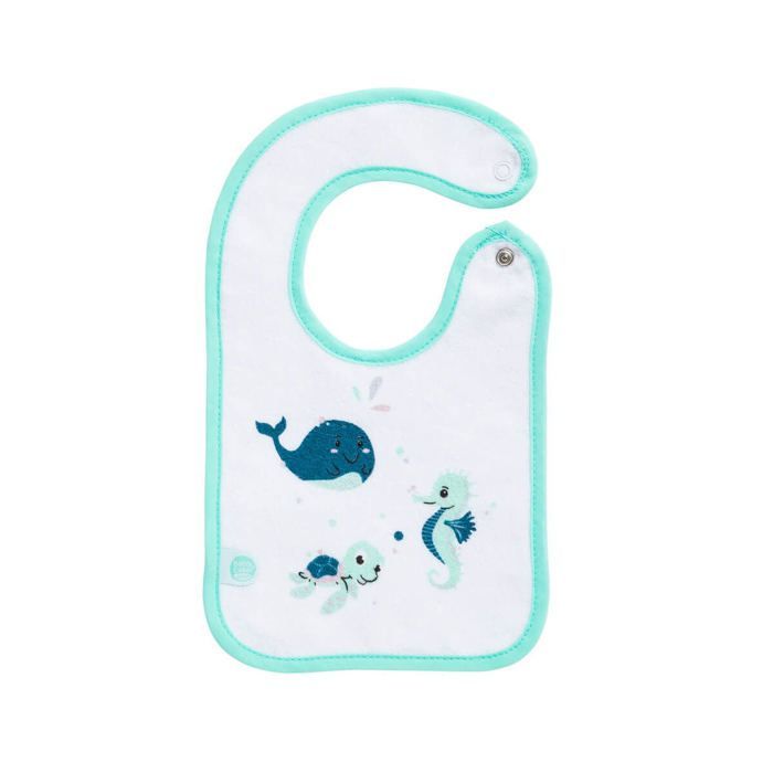 Babycalin - 2 Babadores Orgânicos com Estampa Marinha para Recém-Nascidos - Babadores com Fecho de Pressão 17x29 cm