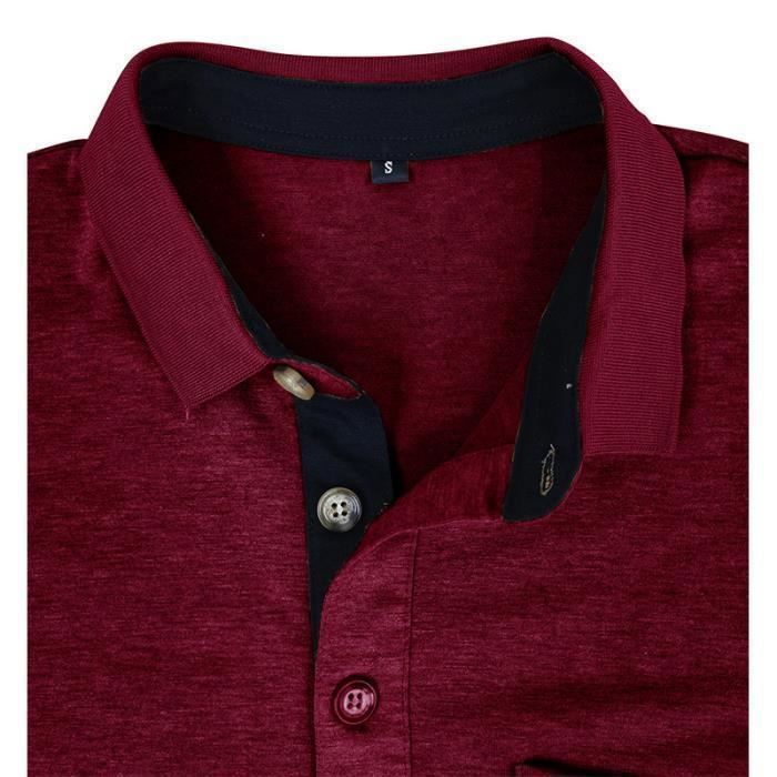 Polo de manga corta para hombre con cuello vuelto, cómodo, informal, de verano, tallas grandes - Borgoña - INSFITY - Corte ajustado - Adulto