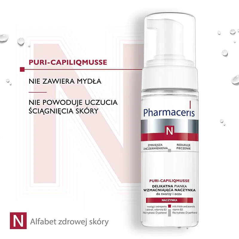 Pharmaceris N Puri-Capilium Delikatna pianka do mycia twarzy i oczu wzmacniająca naczynka