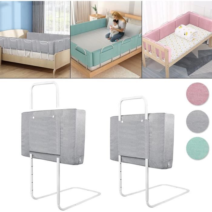 LARS360 Barrière de lit Réglable en Hauteur 50 cm Bébé Barrière Protection Lit Enfant Peut être combiné librement,démonté,lavé Gris