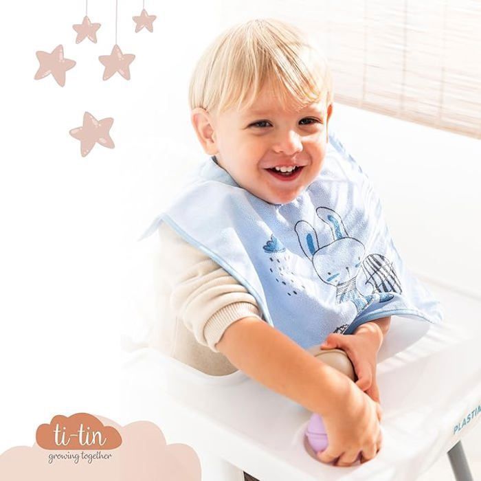 Ti TIN | Pack de 4 Bavoirs Imperméables  | 100% Polyester Microfibre et Doublure en Vinyle | Pour Bébés de 6 à 18 Mois