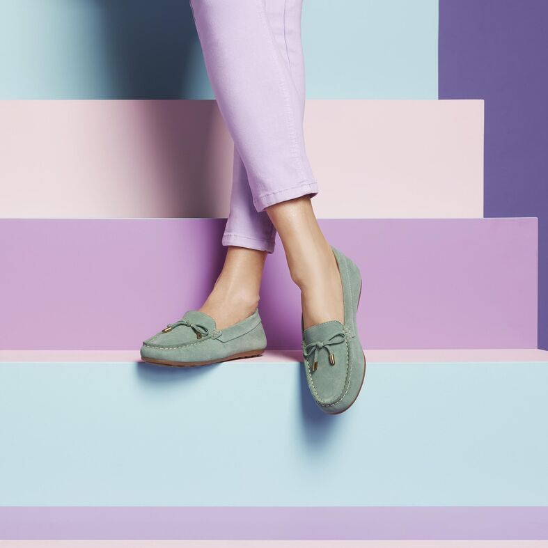 Grønne loafers/båtsko til dame