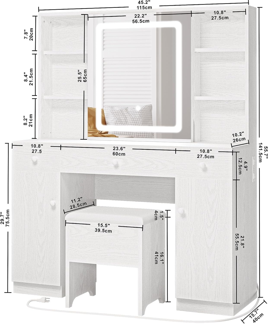 Multifunctionele kaptafel met spiegel