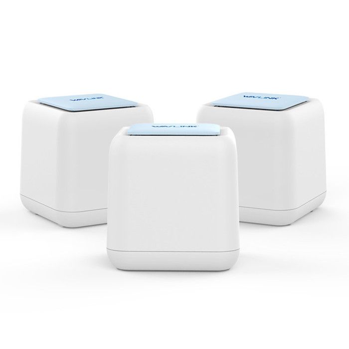 Wavlink Kit Mesh Wi-Fi Dual Band 1200 Mbps 3 Adattatori Bianchi Copertura 150 m²