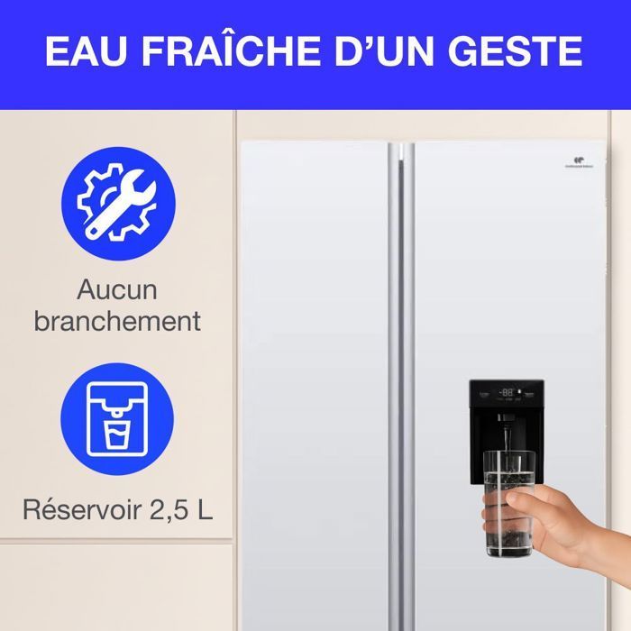 Frigorifero in stile americano - CONTINENTAL EDISON - CERA505NFWD - 503 L - Total No Frost - Classe energetica D - L92 x H177 cm - Bianco