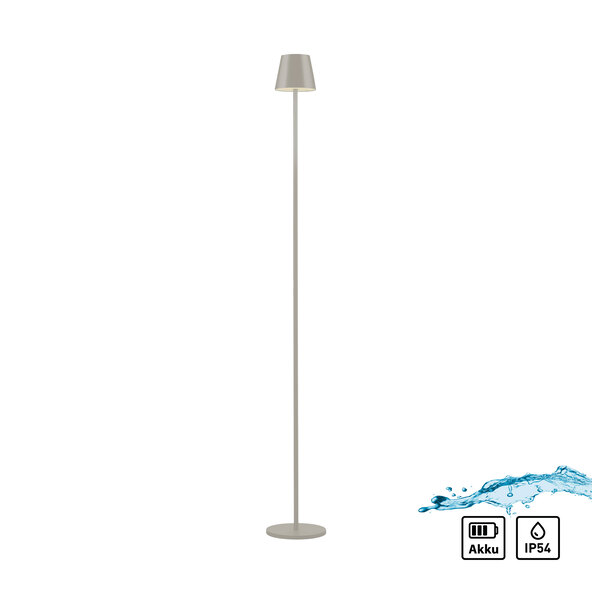 Lampă de podea Buria LED cu baterii, gri