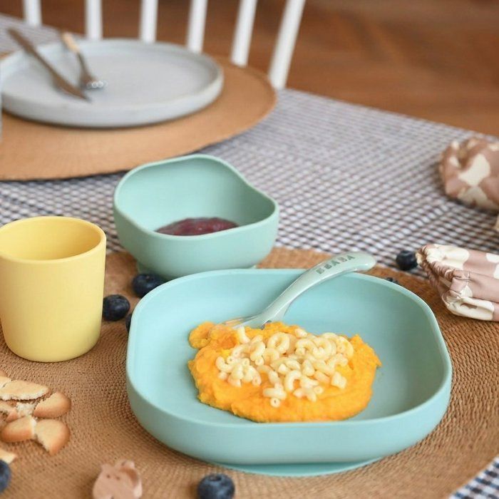 Set per la pappa - BEABA - 4 pezzi - Silicone - Giallo/Verde