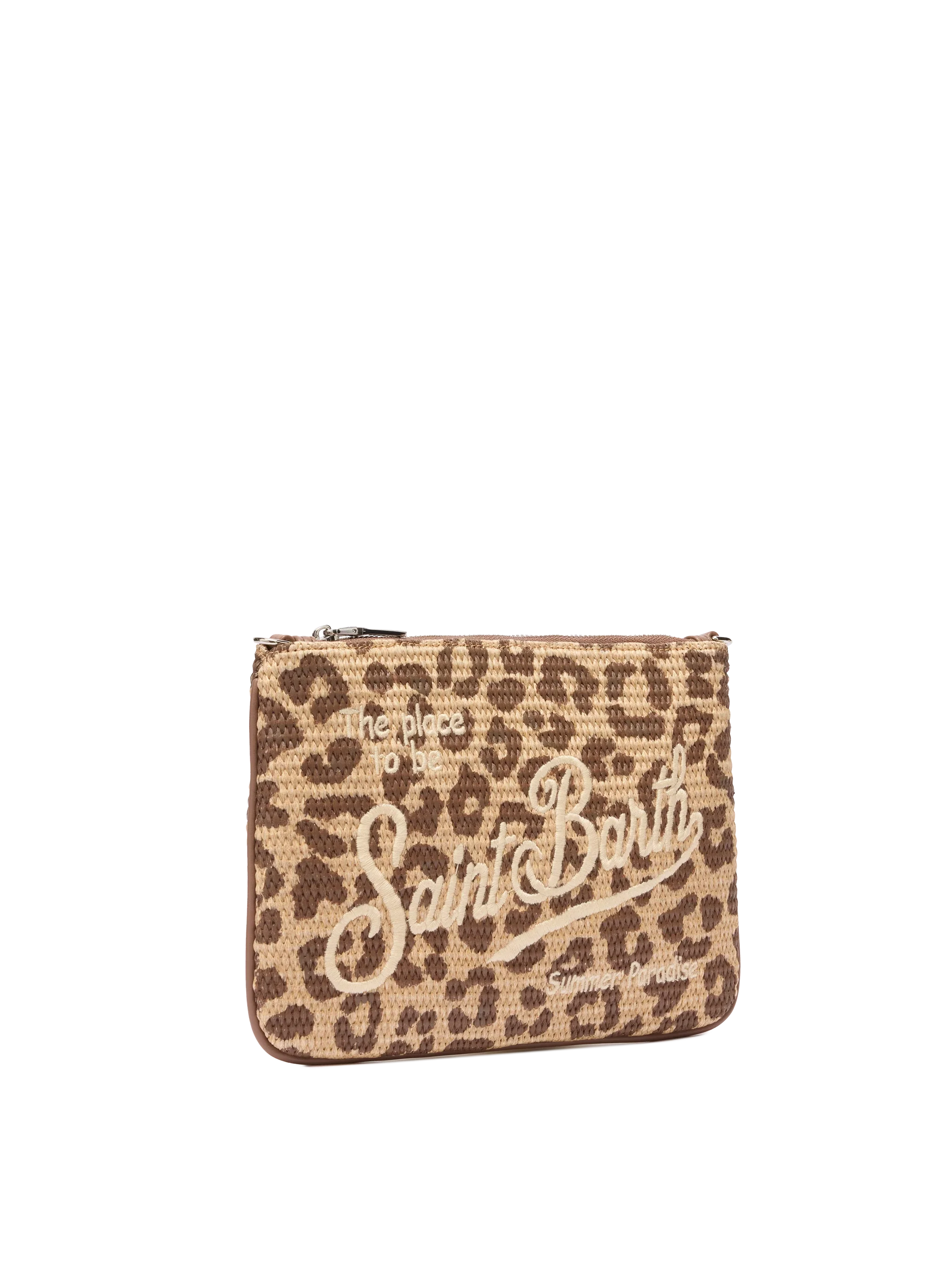 Pochette Parisienne effetto paglia con stampa animalier