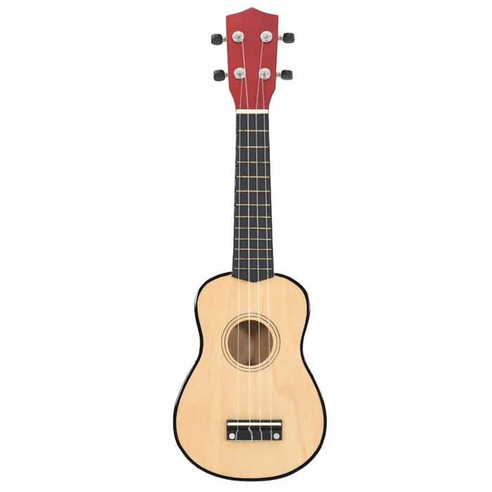 Juego de ukelele soprano vidaXL con funda para niños, madera clara, 21