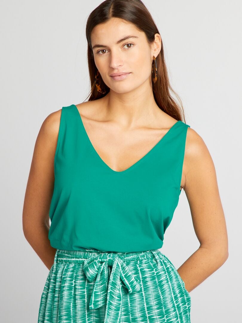 Effen V-hals tanktop - GROEN