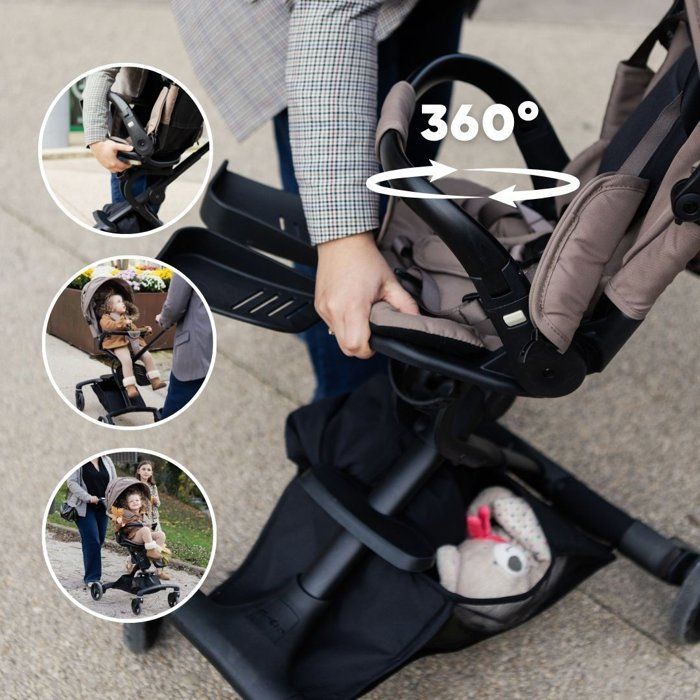 BEABA - Poussette - Baby Cruiser 360° - 4 roues - Pralin
