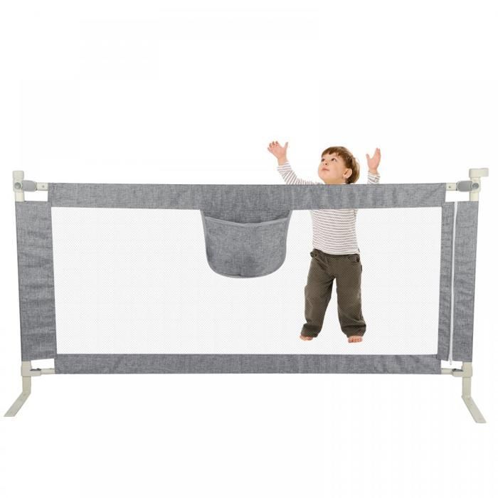 Barrière De Lit Bébé 145 m - MIPAN - Barrière de Lit pour Bébé/Enfant - Pour Matelas Jumeaux, Double, Pleine Grandeur - Gris