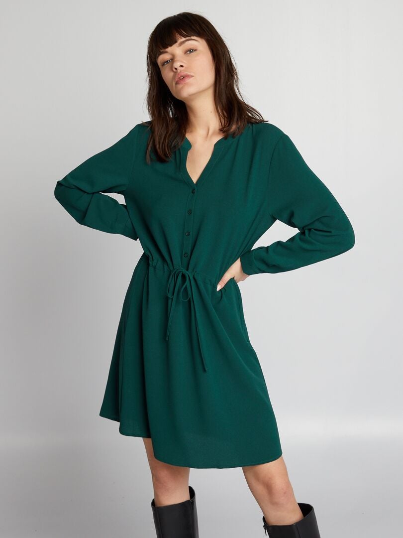 Rochie scurtă cu decolteu în V - VERDE