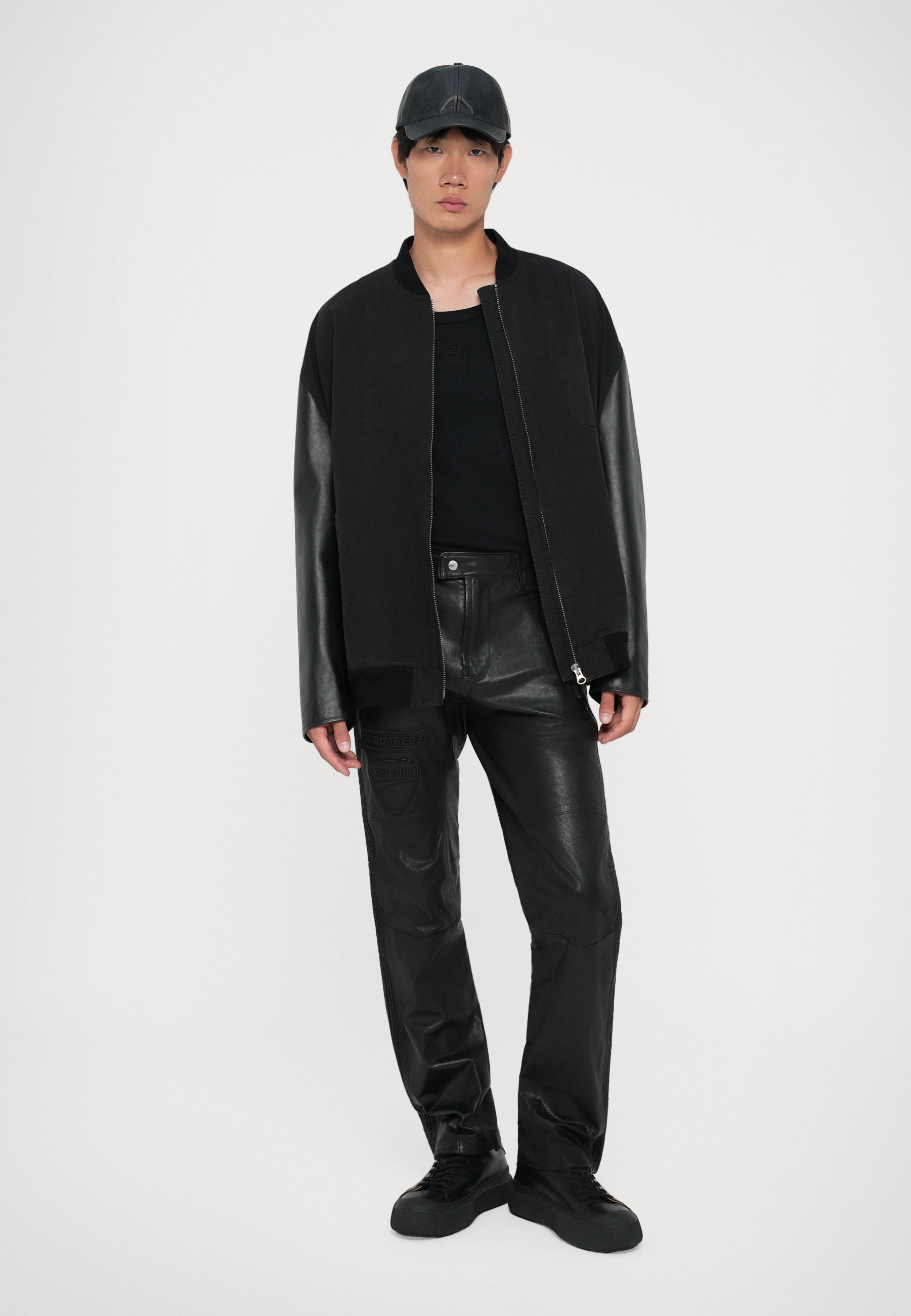 Dsquared2 DUCATI PANT - Leren broek - zwart