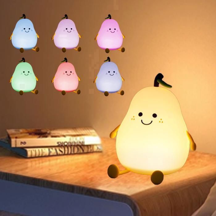 Luz nocturna recargable para bebés - Lámpara de mesita de noche táctil de silicona para niños y maternidad - 7 colores LED