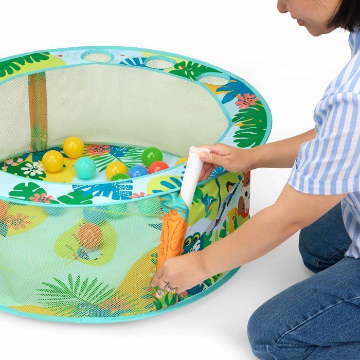 BRIGHT STARTS- Piscine à Balles Rainforest pliable avec sac de transport inclus, 20 balles