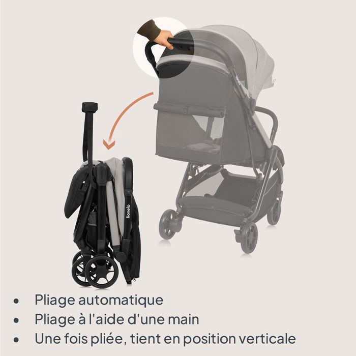 LIONELO Julie Air Ultra-Compact Stroller - Automatic Folding - Airplane Compatible - Up to 22kg - UPF 50 Canopy - Beige