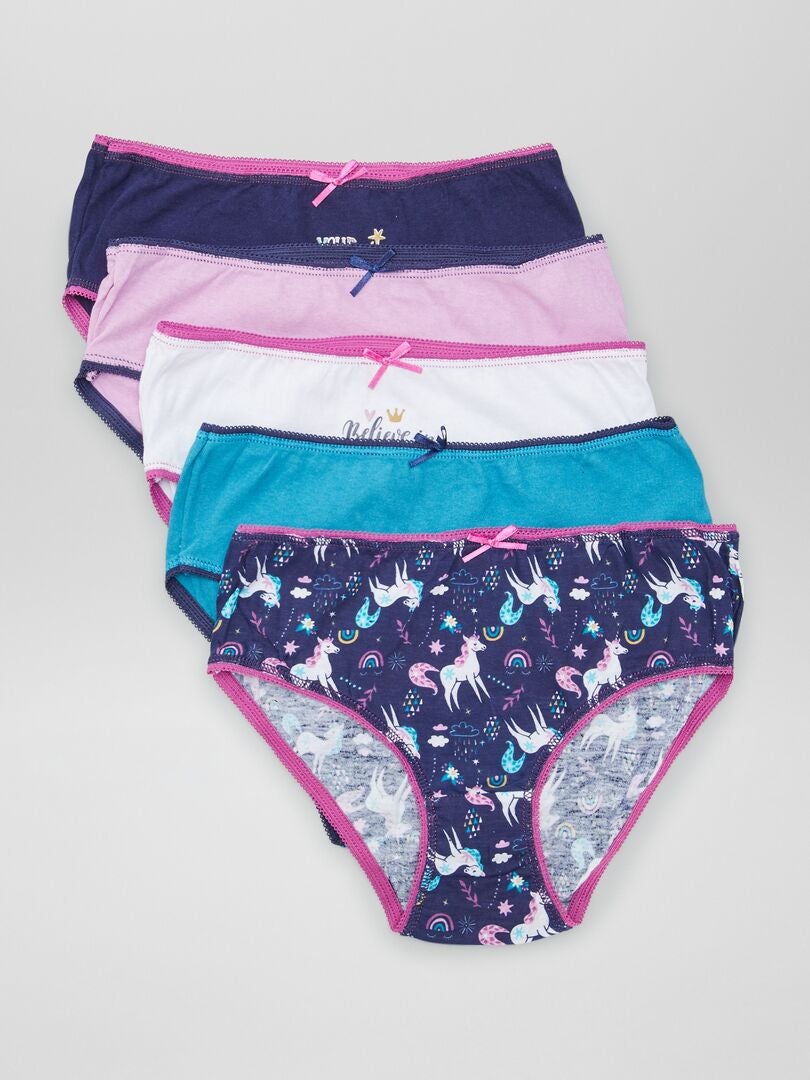 Set van 5 katoenen slips - ROZE
