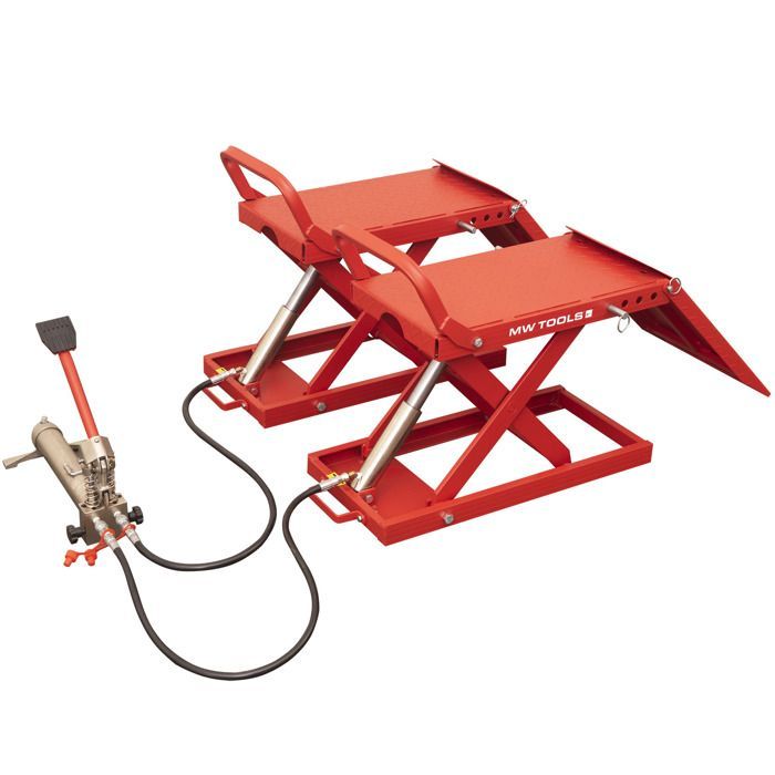 Elevador de tijera móvil para coches con bomba hidráulica, 1350 kg, 450 mm, MW Tools