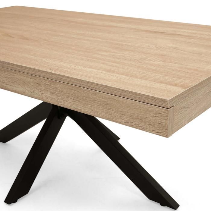 Tavolino rettangolare IDMARKET ALIX, 110 cm, con gambe a ragno in legno e nere.