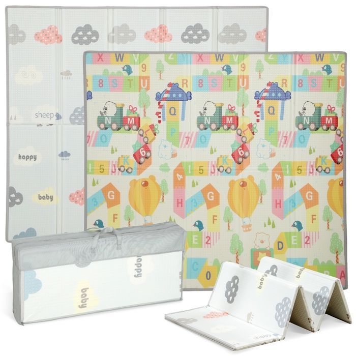 Tapis de jeu pour bébé - AIYAPLAY - pliable et réversible - en mousse épais - XPE - 200 x 180 x 1,5 cm - multicolore