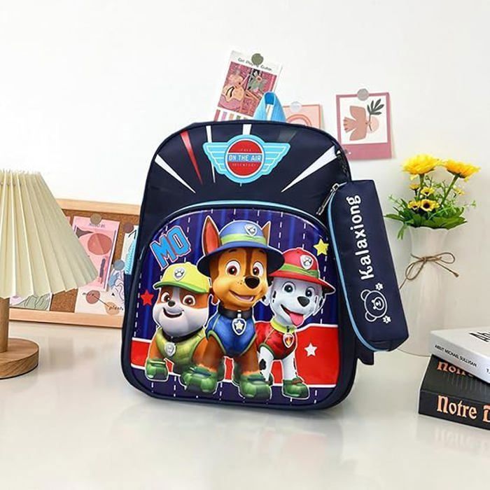 Pat kinderrugzak, schooltas voor jongens, kinderrugzak voor peuterspeelzaal, kleuterschool, basisschool, zwart