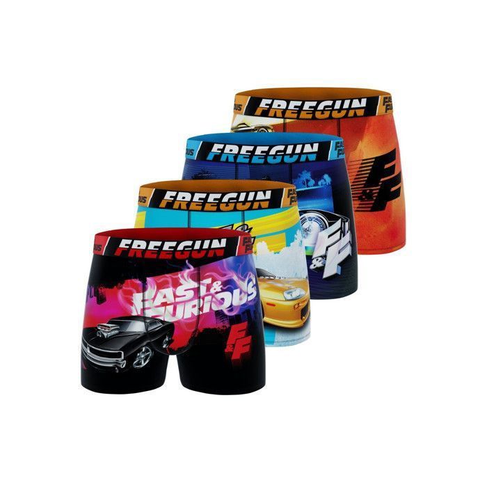 Calzoncillos bóxer Freegun para hombre, modelo Fast and Furious, ropa interior masculina - Rojo (Paquete de 4)