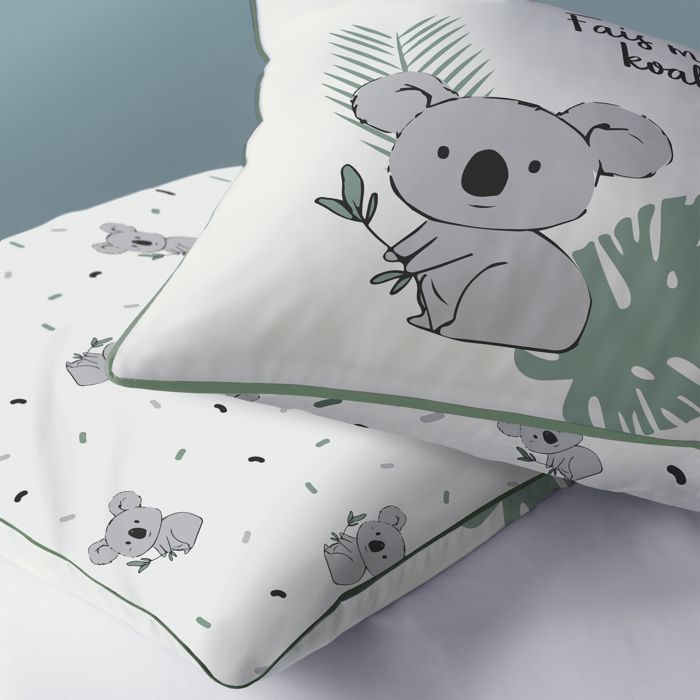 Parure de lit enfant 100% coton - MATT & ROSE - KOALAS - Ecru - 140x200+63x63cm