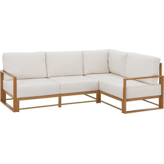 SANTA hoekbank tuinset - Aluminium met houtlook - 5 personen - Ecru