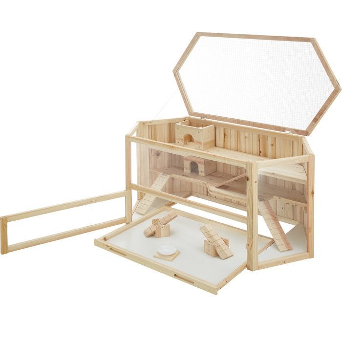TECTAKE - BENNI Kleiner Nagerkäfig aus Holz 115 x 60 x 58 cm - Braun