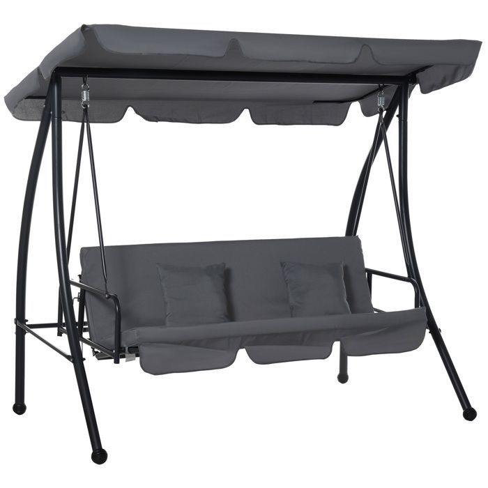 Outsunny metalen tuinschommel 200x125x170cm donkergrijs