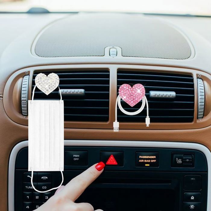 Juego de 4 ambientadores para coche con clip en forma de corazón - Decoración interior del coche - AMBIENTADOR PARA COCHE - FRAGANCIA PARA COCHE