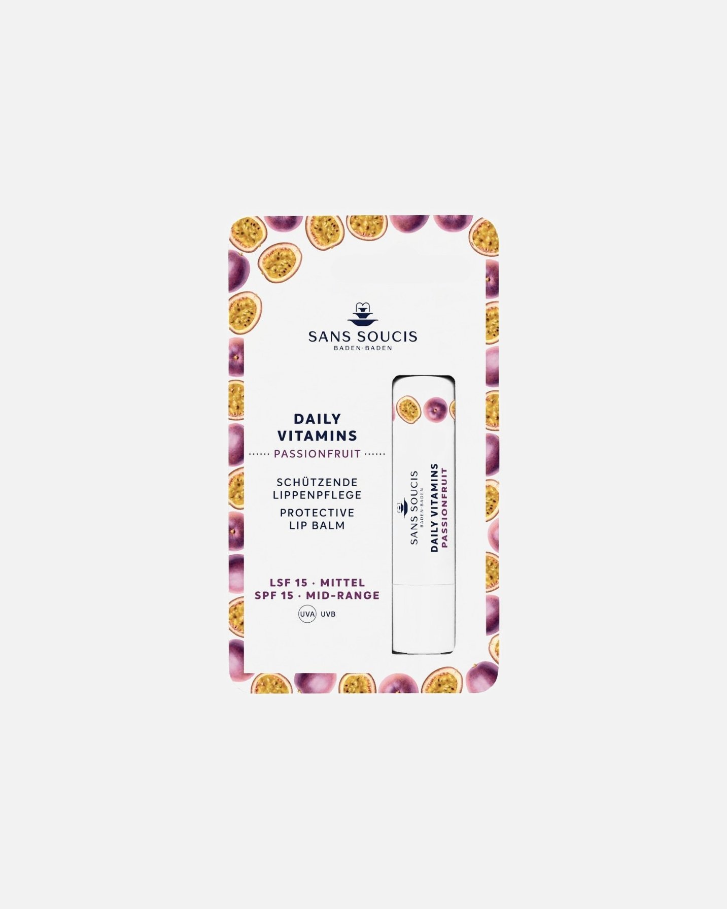 Sans Soucis balzam za usne za svakodnevnu njegu usana s mirisom marakuje SPF 15 - 4,5 g