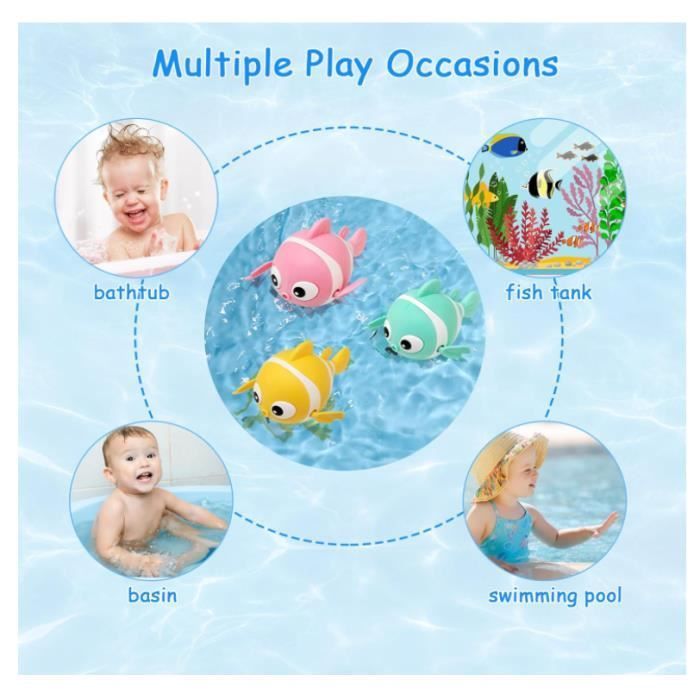 Juguete de baño - Set de 3 peces nadadores - Flotadores retráctiles - Para bebés de 12 meses a 4 años - Para uso en interiores
