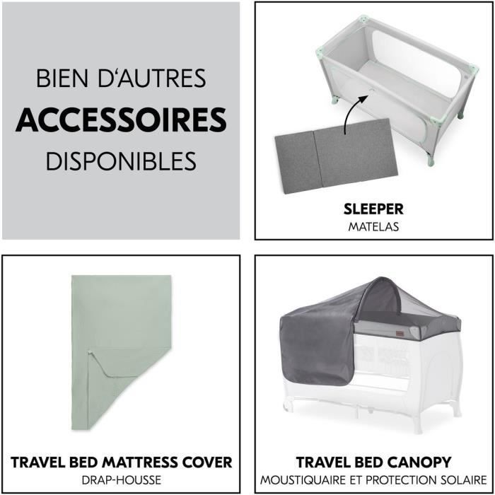 Lit de voyage - HAUCK - DREAM N PLAY PLUS - 60 x 120 cm - Dès la naissance - Pliable - Dusty Mint