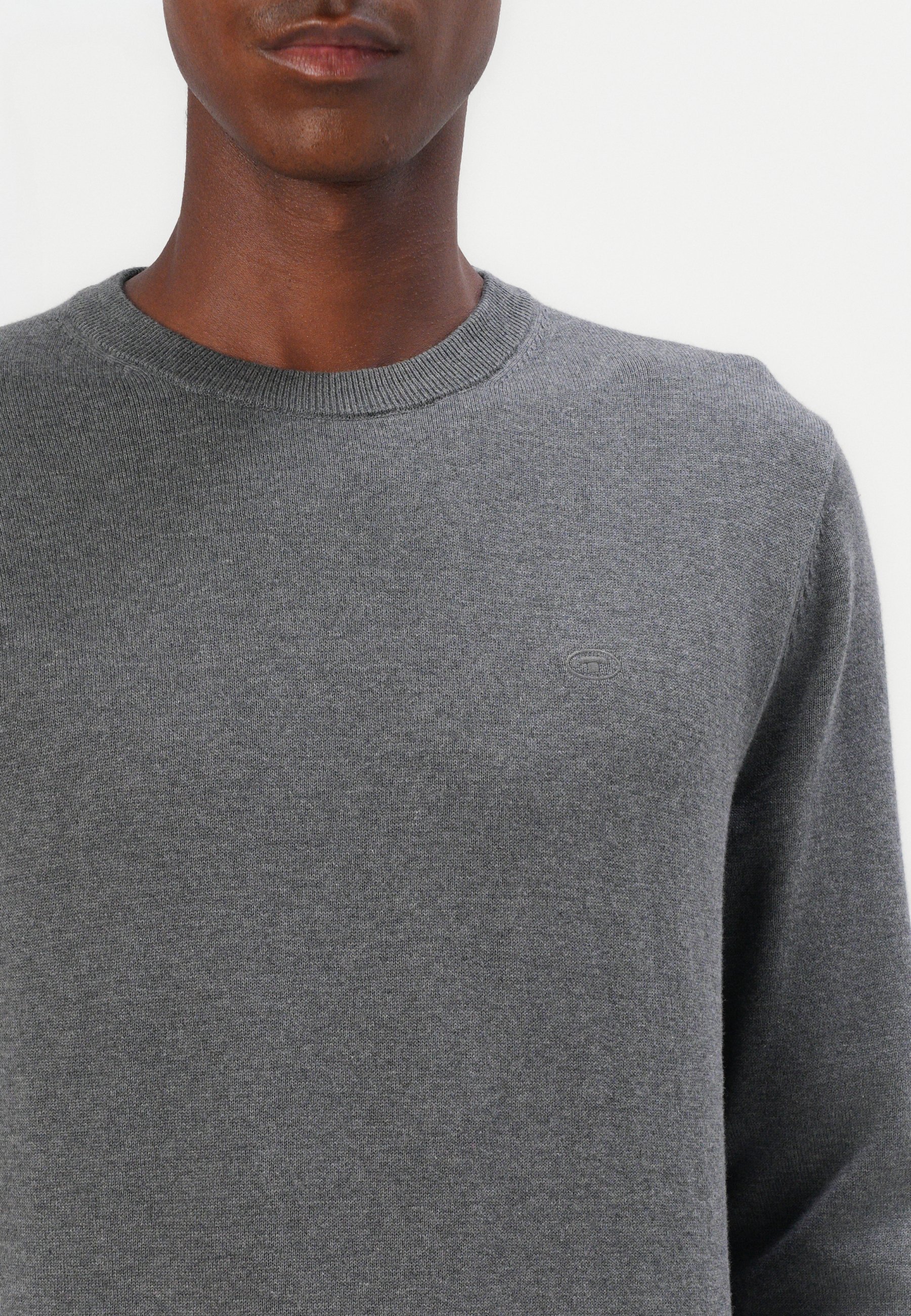 Pull TOM TAILOR BASIC CREWNECK - Gris foncé chiné classique