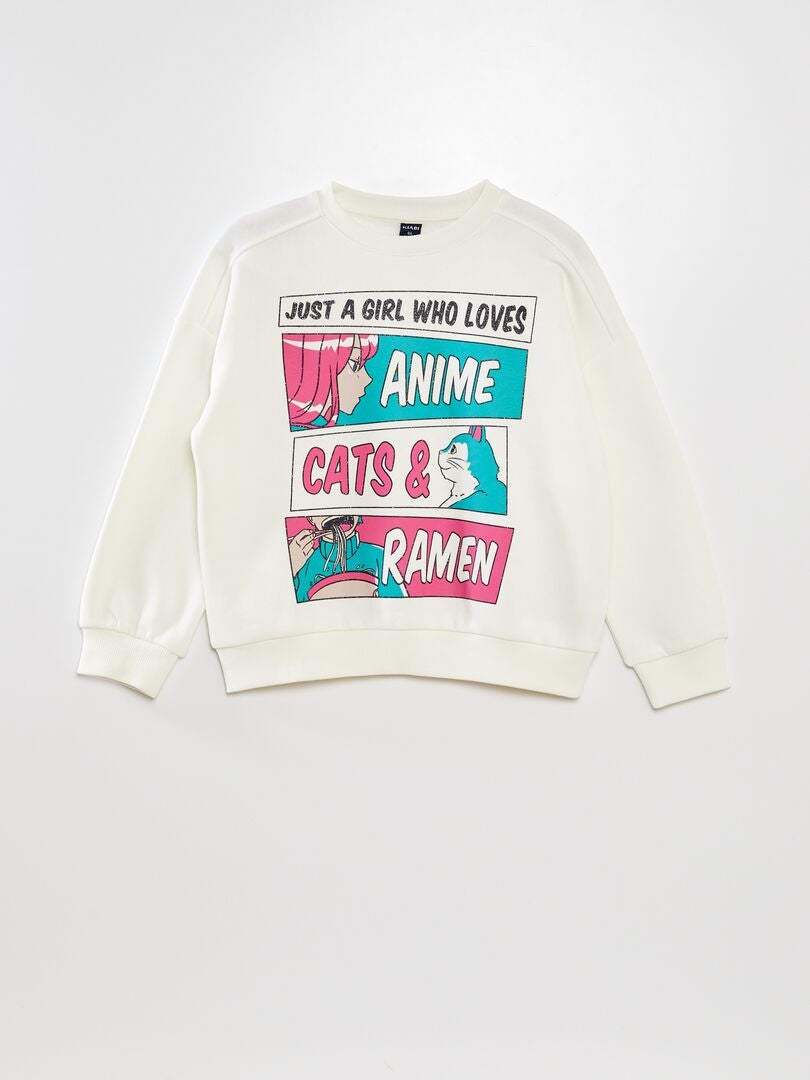 Manga-geïnspireerde sweater - WIT