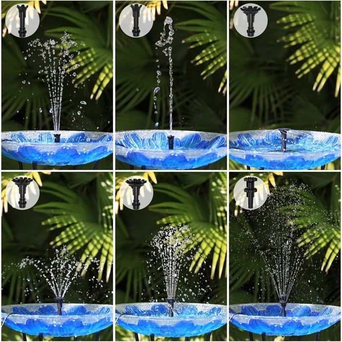 Pompe Fontaine Solaire 3,5W - Jet 65cm - Buses Tuyau 1,5m - Piquet 360° - Automatique pour Bassin Bain d'Oiseaux