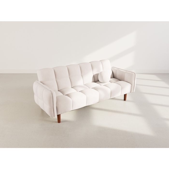 Adam - Divano letto a 2 posti con meccanismo click-clack in tessuto testurizzato - Beige