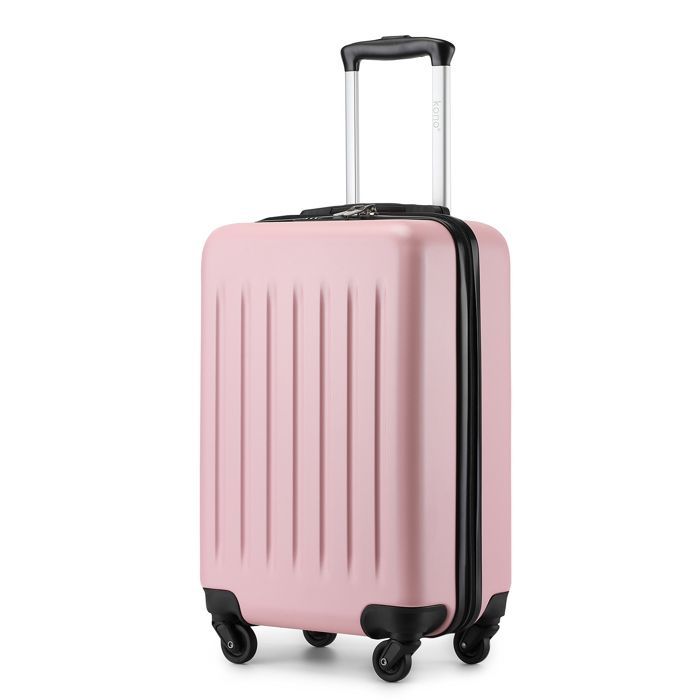 Maleta de cabina Kono, tamaño 64,5 x 43,5 x 25 cm, maleta de viaje rígida de ABS con 4 ruedas, carrito ligero con cerradura TSA, color rosa.