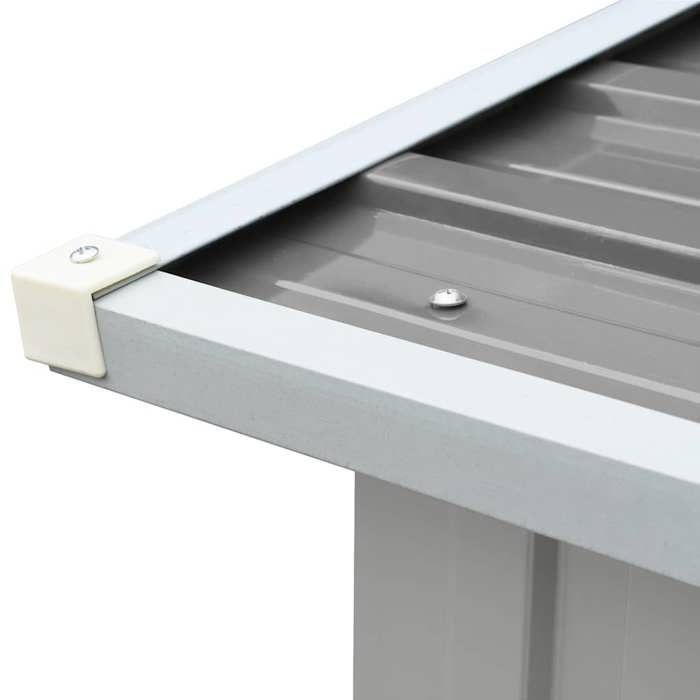 Leñera - vidaXL - Acero galvanizado - 330x92x153 cm - Gris - Rejilla elevada - Techo inclinado