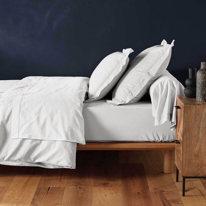Lenzuolo con angoli elasticizzati - DOUCEUR D'INTERIEUR - 140x190 cm - tasca profonda 30 cm - 100% cotone - Bianco