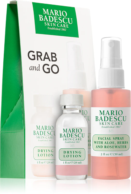 Kit de viagem GRAB and GO da Mario Badescu para uma pele perfeita.