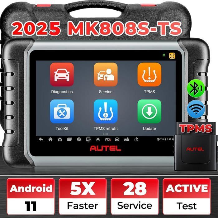 AUTEL MaxiCOM MK808S-TS Car Diagnostic Tool - 28+ System Diagnostics - TPMS & Sensor Programming - Bluetooth
