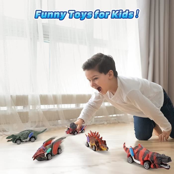 Cochecitos de dinosaurios para arrastrar - ZGEER - 6 diseños diferentes - Juguete de interior para niños - Unisex