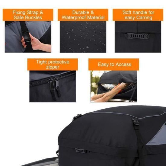 Bolsa de techo para coche, ideal para viajes, baúl de techo para SUV, maleta de techo, color negro, suave, 580 L, 20,7 pies cúbicos, 130 x 100 x 45 cm.