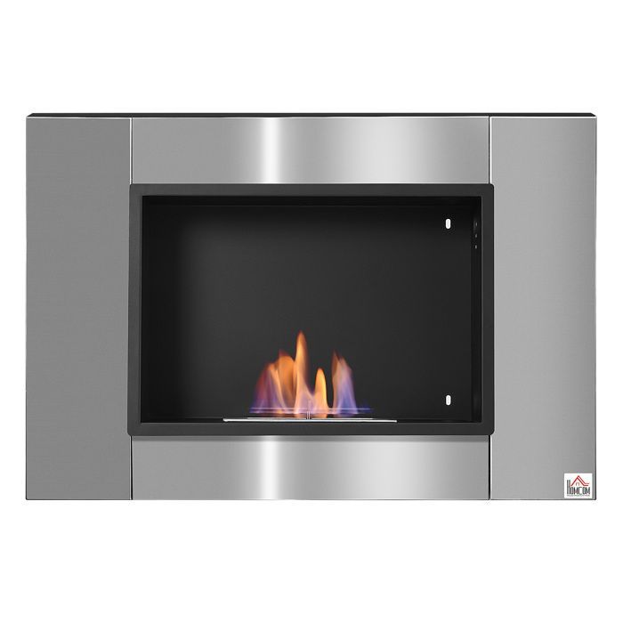 HOMCOM - cheminée bioéthanol - Métal - 80x14x54cm - Gris