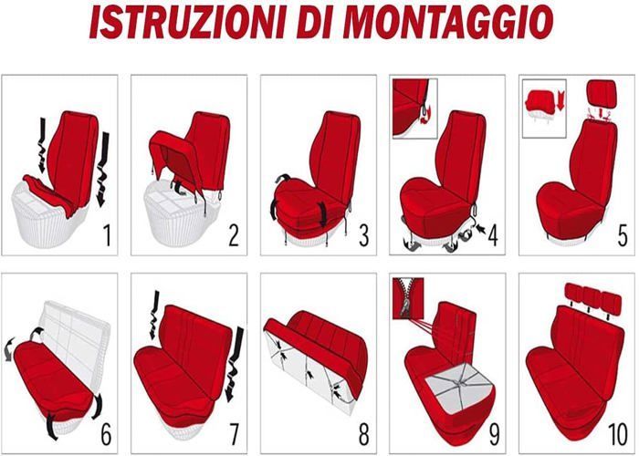 Rebeca Shop - Universal car seat covers, front pair, in 210 Gambardine, model LS01, Black/Grey
