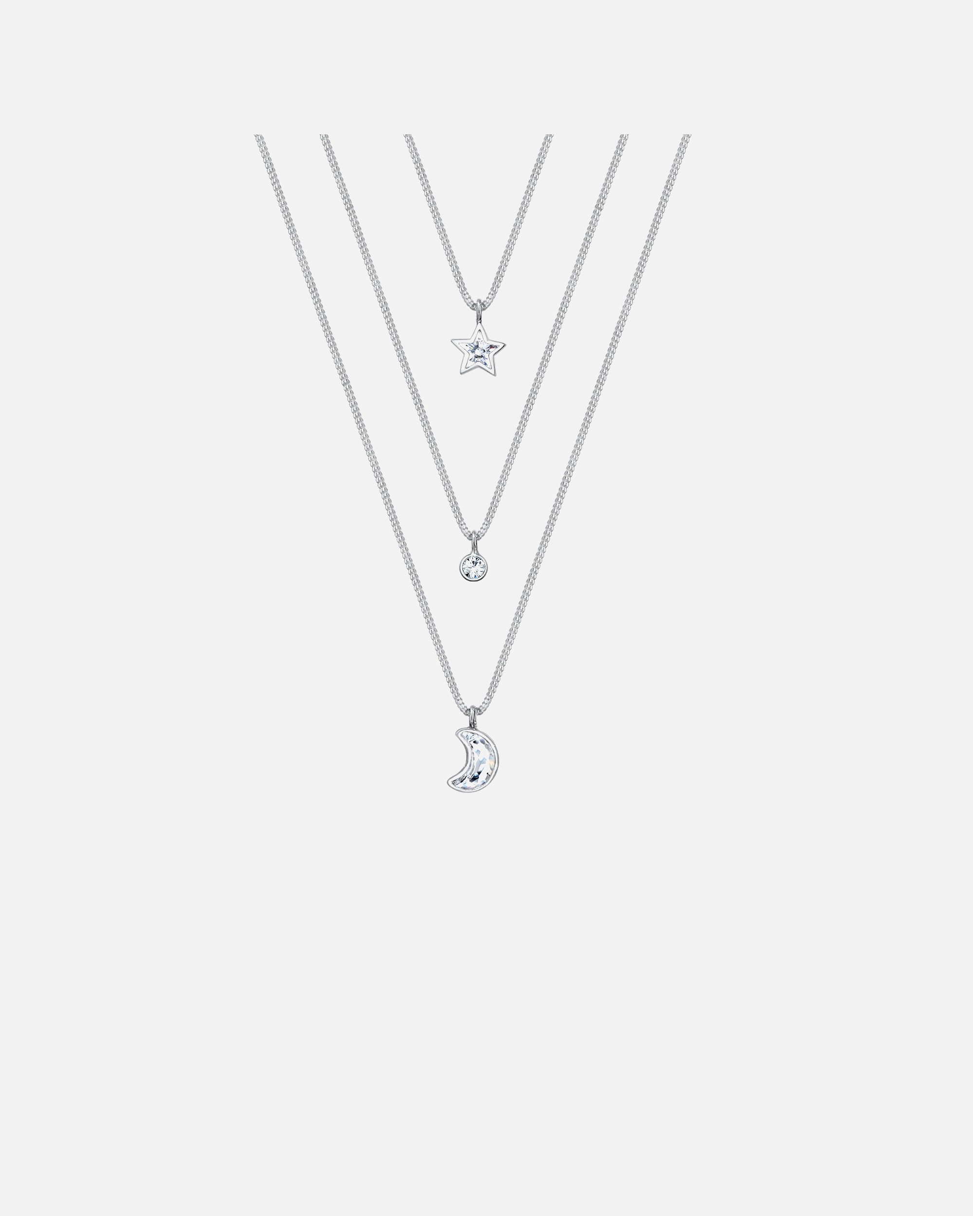 Elli Femmes couches look lune étoile avec cristaux en argent sterling 925